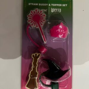 Wicked Straw Buddy & Topper Set - Pink and Brown